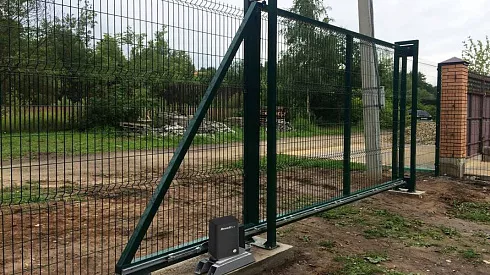 Откатные ворота 3d DoorHan цвет зеленый ral 6009 3500x1600 мм